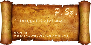 Privigyei Szixtusz névjegykártya